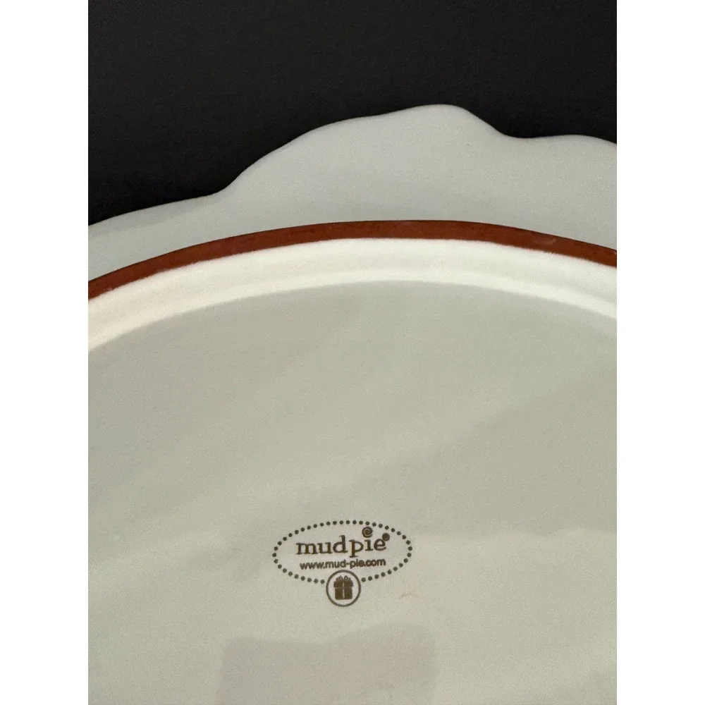 Vtg Mud‎ Pie White Ceramic Fish Platter Embossed Scale Coastal Serving Tray